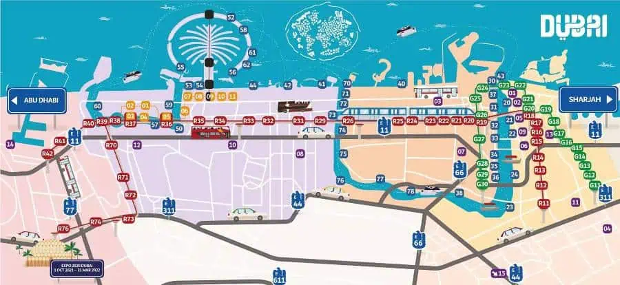 Map of public transport in Dubai 