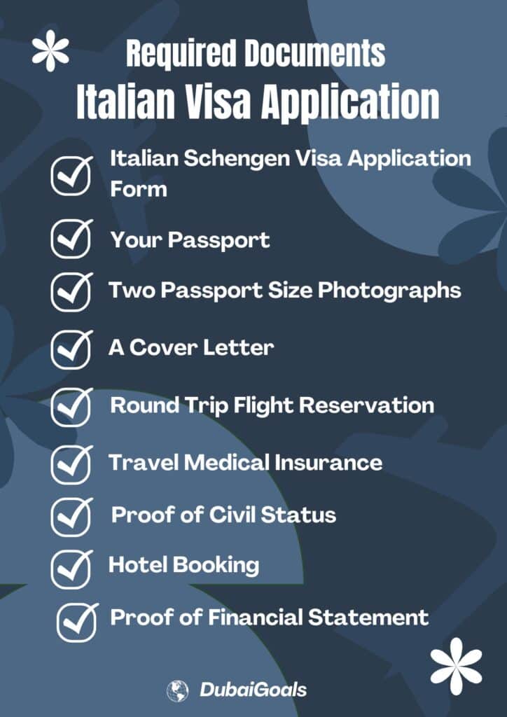 required documents for Italian visa application